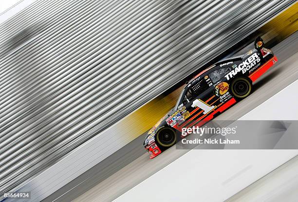 Martin Truex Jr., driver of the Bass Pro Shops/Tracker Boats Chevrolet drives during practice for the NASCAR Sprint Cup Series Goody�s Fast Pain...