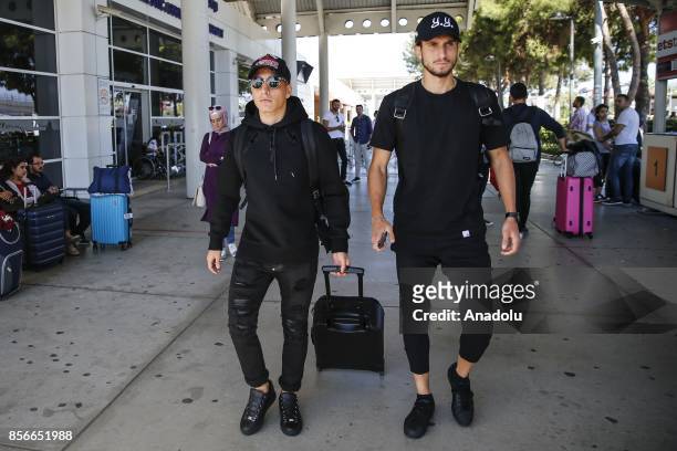 Emre Mor of Turkey arrives in Antalya with Turkish National Football Team ahead of the 2018 FIFA World Cup qualification Group I matches against...