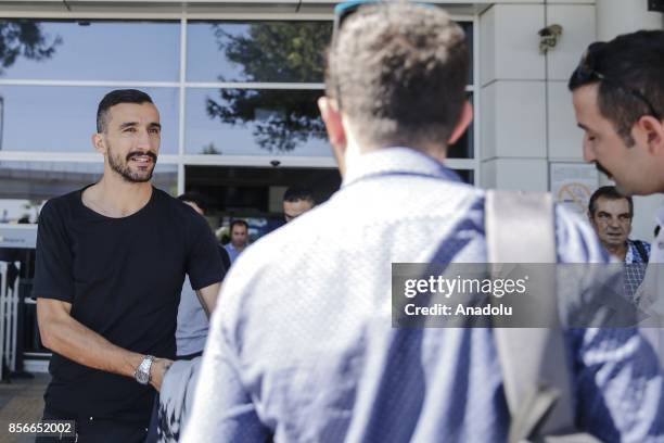 Mehmet Topal of Turkey arrives in Antalya with Turkish National Football Team ahead of the 2018 FIFA World Cup qualification Group I matches against...