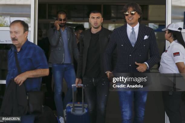 Burak Yilmaz of Turkey arrives in Antalya with Turkish National Football Team ahead of the 2018 FIFA World Cup qualification Group I matches against...