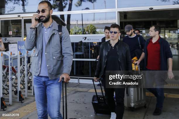 Emre Belozoglu and Volkan Babacan of Turkey arrive in Antalya with Turkish National Football Team ahead of the 2018 FIFA World Cup qualification...