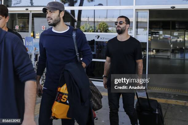 Selcuk Inan and Arda Turan of Turkey arrive in Antalya with Turkish National Football Team ahead of the 2018 FIFA World Cup qualification Group I...