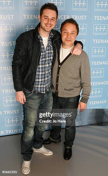 Actors Danny Dyer and Stephen Graham pose backstage during the fourth night of a series of concerts and events in aid of Teenage Cancer Trust...