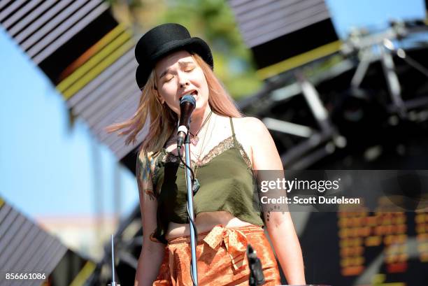 Singer Solange Kaye Marie Igoa of the band Bearcoon performs onstage during the 2nd annual Music Tastes Good Festival at Marina Green Park on October...