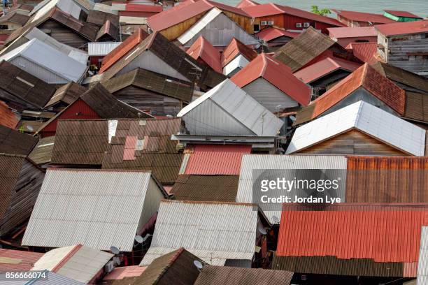 pattern of zinc roof - georgetown world heritage building stockfoto's en -beelden