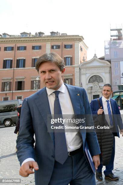 The Mayor of Florence, Dario Nardella leaves Palazzo Chigi after the meeting with the President of the Council of Ministers. On October 2, 2017 in...