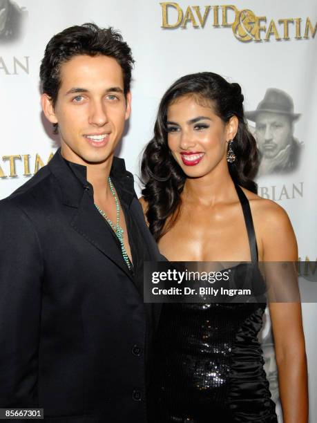 Actor Cameron Van Hoy and actress Danielle Pollack arrive at the world premiere of "David And Fatima" at the Music Hall Theatre on September 12, 2008...