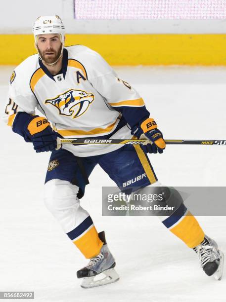 Eric Nystrom of the Nashville Predators plays in a game against the Los Angeles Kings at Staples Center on January 3, 2015 in Los Angeles, California.
