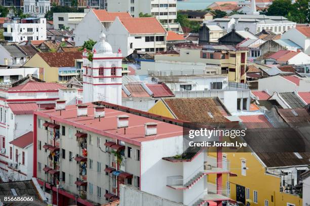 penang george town heritage roof top - georgetown world heritage building stockfoto's en -beelden