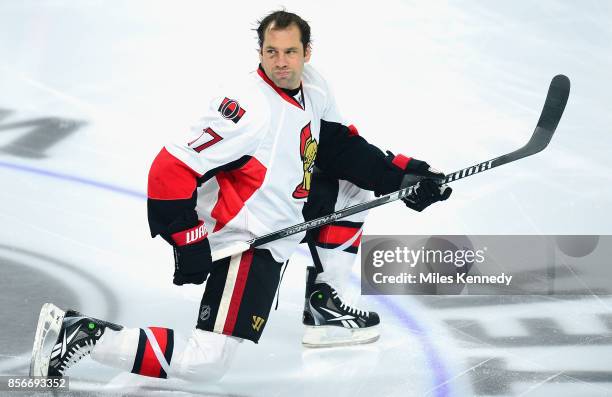 David Legwand of the Ottawa Senators warms up prior to a game against the Philadelphia Flyers at Wells Fargo Center on January 6, 2015 in...