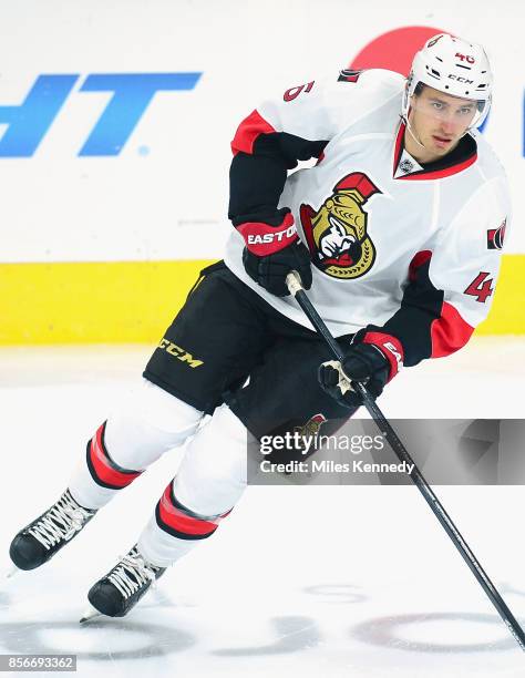 Patrick Wiercioch of the Ottawa Senators plays in a game against the Philadelphia Flyers at Wells Fargo Center on January 6, 2015 in Philadelphia,...