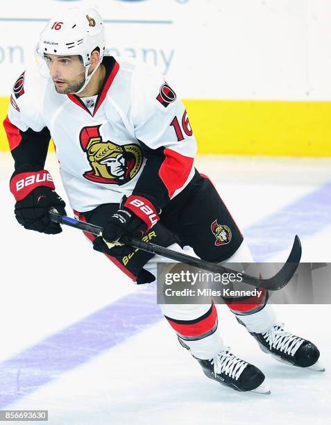 Clarke MacArthur of the Ottawa Senators plays in a game against the Philadelphia Flyers at Wells Fargo Center on January 6, 2015 in Philadelphia,...