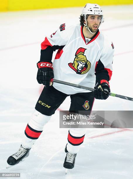 Jared Cowen of the Ottawa Senators plays in a game against the Philadelphia Flyers at Wells Fargo Center on January 6, 2015 in Philadelphia,...