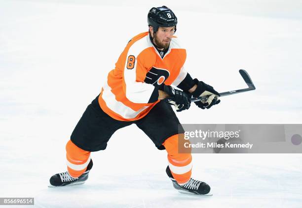 Nicklas Grossmann of the Philadelphia Flyers plays in a game against the Ottawa Senators at Wells Fargo Center on January 6, 2015 in Philadelphia,...