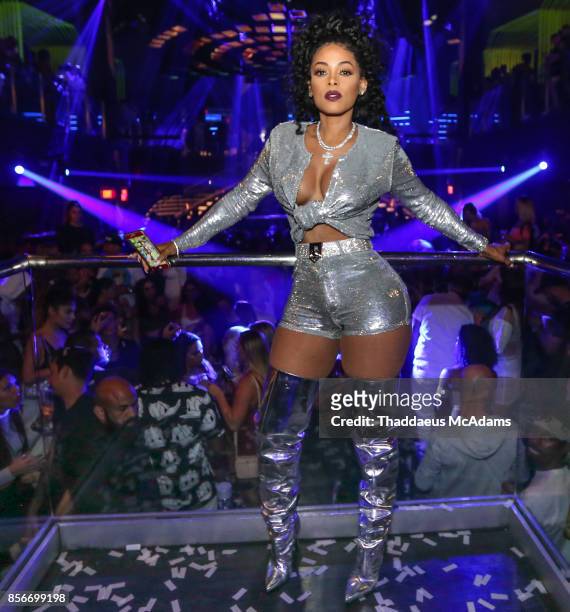 Keyshia Kaior at LIV nightclub at Fontainebleau Miami on October 1, 2017 in Miami Beach, Florida.