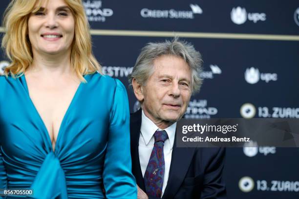 Emmanuelle Seigner and Roman Polanski attends the 'D'apres une histoire vraie' premiere at the 13th Zurich Film Festival on October 2, 2017 in...