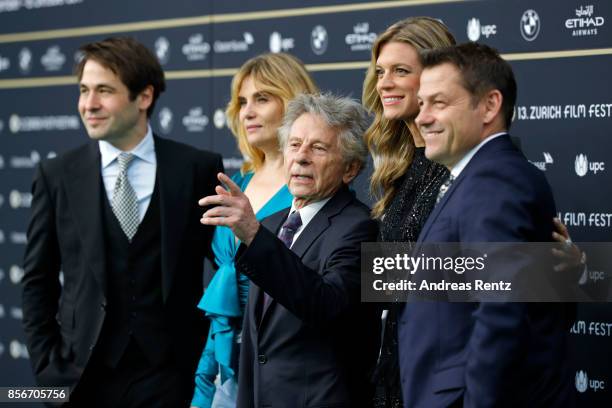 Festival director Karl Spoerri, Emmanuelle Seigner, Roman Polanski, Festival director Nadja Schildknecht and Peter Schaumlechner attend the 'D'apres...