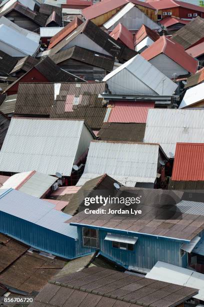 pattern of zinc roof - georgetown world heritage building stockfoto's en -beelden