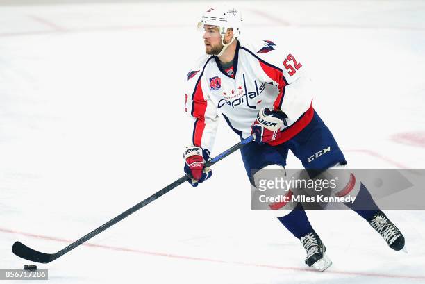 Mike Green of the Washington Capitals plays in a game against the Philadelphia Flyers at Wells Fargo Center on January 8, 2015 in Philadelphia,...