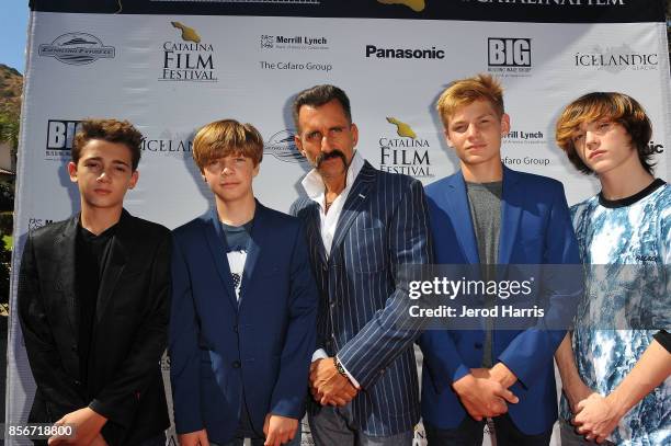 The Cast of 'Rockaway' Colin Critchley, Tanner Flood, Wass Stevens, Harrison Wittmeyer and Keidrich Sellati attend the 2017 Catalina Film Festival on...
