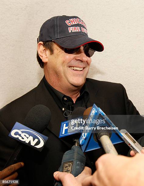 Dan Aykroyd attends the New Jersey Devils vs. The Chicago Blackhawks games at the United Center on March 27, 2009 in Chicago, Illinois.