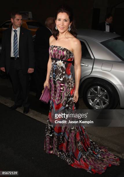 Crown Princess of Denmark Mary Elizabeth Donaldson attends the 2009 American-Scandinavian Foundation dinner at the Pierre Hotel on March 27, 2009 in...
