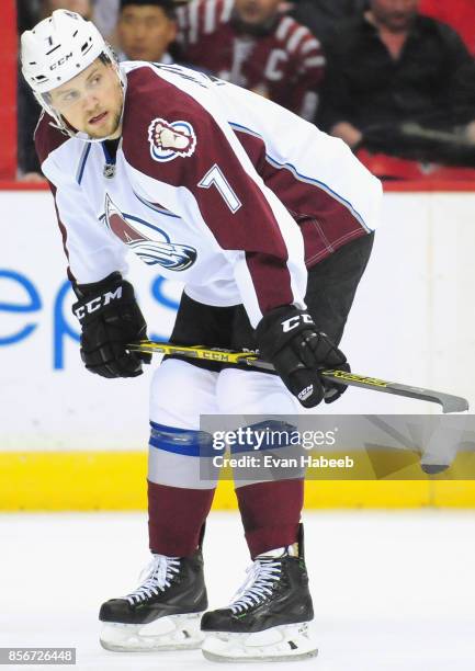 John Mitchell of the Colorado Avalanche plays in a game against the Washington Capitals at Verizon Center on January 12, 2015 in Washington, DC.