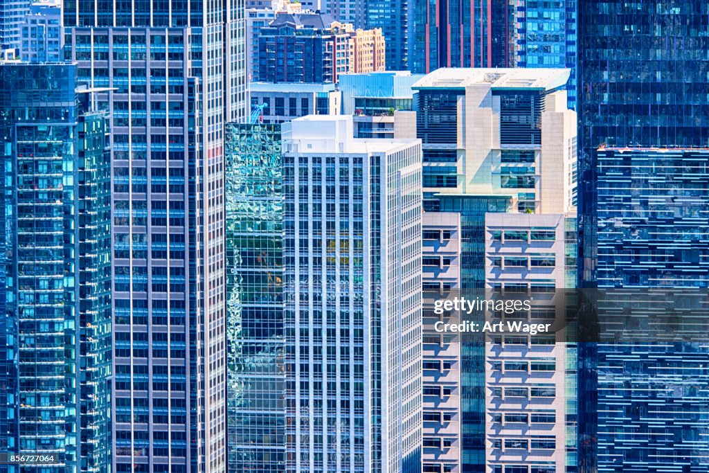 都市のダウンタウンの建物背景