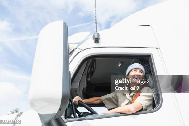 female truck driver - female driving stock pictures, royalty-free photos & images