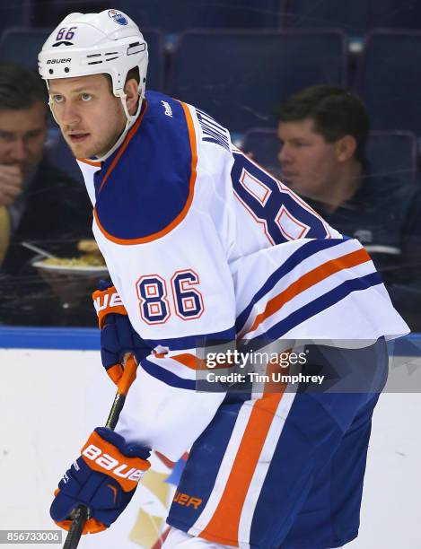 Nikita Nikitin of the Edmonton Oilers plays in a game against the St. Louis Blues at the Scottrade Center on January 15, 2015 in St. Louis, Missouri.