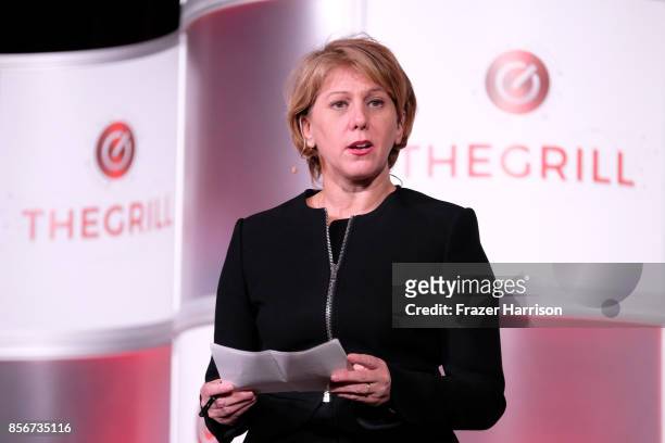 TheWrap, Sharon Waxman speaks onstage at TheWrap's 8th Annual TheGrill at Montage Beverly Hills on October 2, 2017 in Beverly Hills, California.