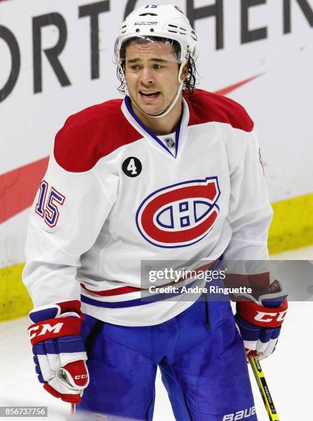 Parenteau of the Montreal Canadiens plays in a game against the Ottawa Senators at Canadian Tire Centre on January 15, 2015 in Ottawa, Ontario,...