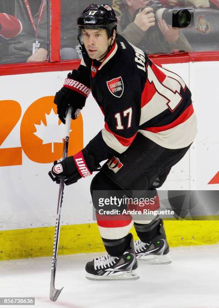 David Legwand of the Ottawa Senators plays in a game against the Montreal Canadiens at Canadian Tire Centre on January 15, 2015 in Ottawa, Ontario,...