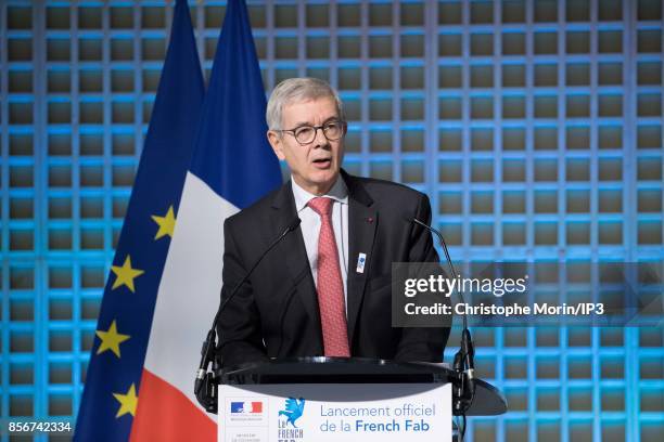 Areva Chairman of the Board of Directors Philippe Varin attends in the launch of La French Fab by French Economy Minister Bruno Le Maire at Bercy on...