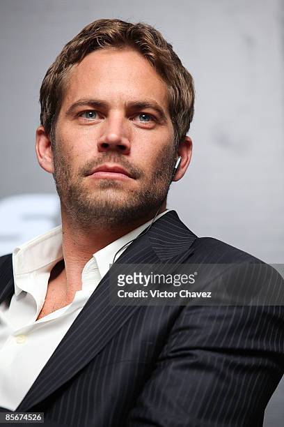 Actor Paul Walker attends the "Fast & Furious" press conference at the Marriot Hotel on March 27, 2009 in Mexico City.