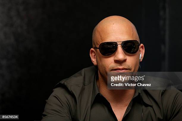 Actor Vin Diesel attends the "Fast & Furious" press conference at the Marriot Hotel on March 27, 2009 in Mexico City.