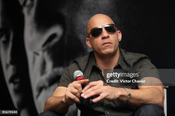 Actor Vin Diesel attends the "Fast & Furious" press conference at the Marriot Hotel on March 27, 2009 in Mexico City.