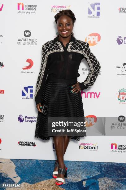 Eniola Aluko attends the Legends of Football fundraiser at The Grosvenor House Hotel on October 2, 2017 in London, England. The annual...