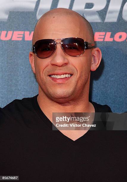 Actor Vin Diesel attends the "Fast & Furious" premiere at Cinemark Reforma 222 on March 27, 2009 in Mexico City.