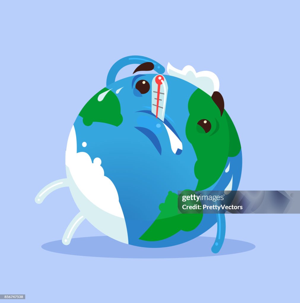 barrer Restricción Universidad Planeta Enfermo Cansado Infeliz Personaje De Tierra Concepto De  Calentamiento Global Ilustración de stock - Getty Images