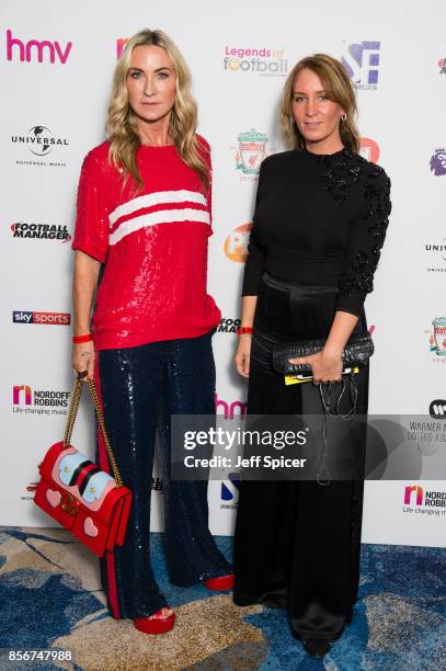 Meg Matthews and Suzie Turner attend the Legends of Football fundraiser at The Grosvenor House Hotel on October 2, 2017 in London, England. The...