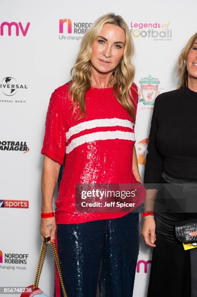 Meg Matthews attends the Legends of Football fundraiser at The Grosvenor House Hotel on October 2, 2017 in London, England. The annual...