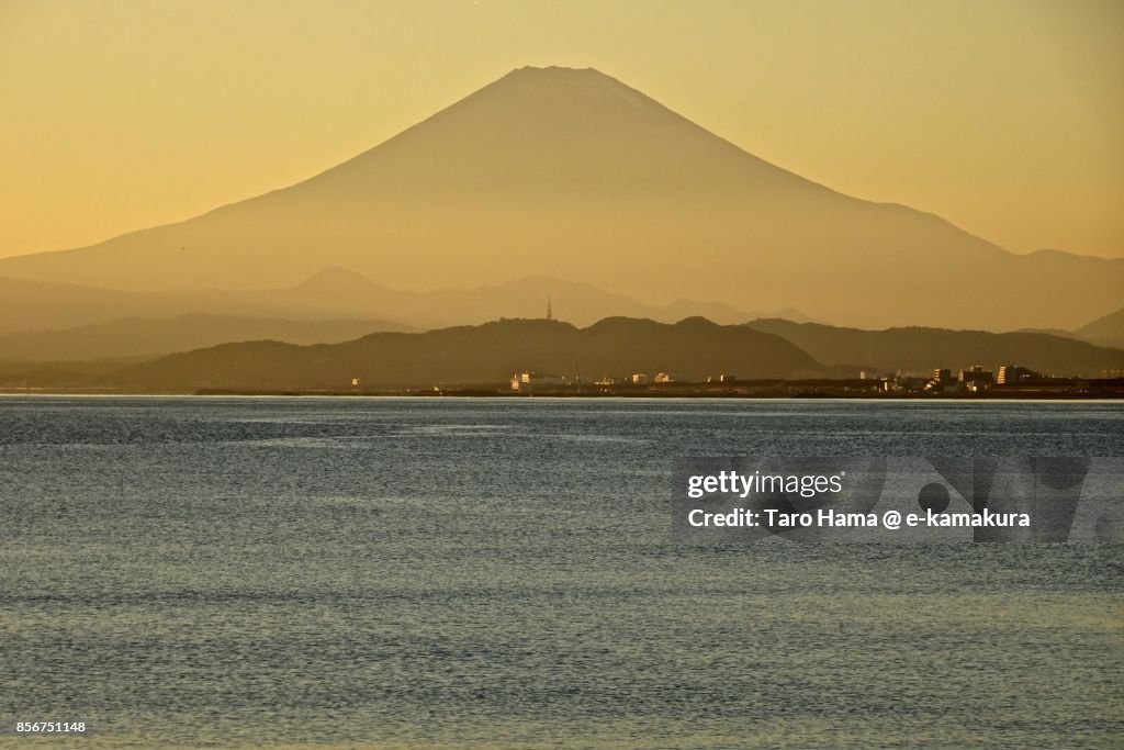 Mt. Fuji and Sagami Bay in the sunset