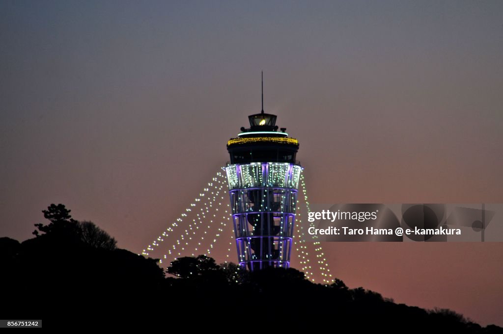 Enoshima lighthouse in the sunset