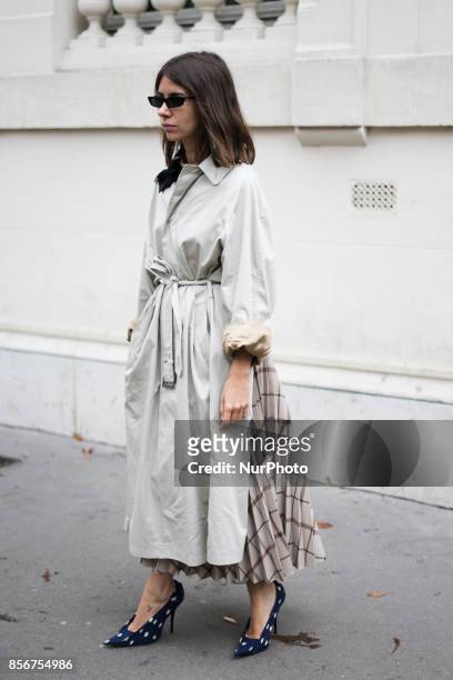 Natasha Goldenberg seen in the streets of Paris during the Paris Fashion Week on October 1, 2017 in Paris, France.