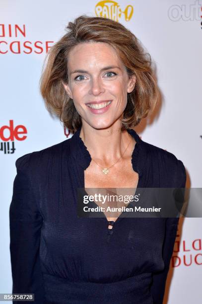 Julie Andrieu attends the "La Quete d Alain Ducasse" Paris premiere at Cinema du Pantheon on October 2, 2017 in Paris, France.