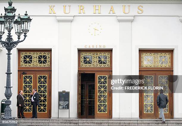 General view shows the main entrance of the Kurhaus casino in Baden-Baden March 27, 2009 to be used for the upcoming NATO summit. The French city of...