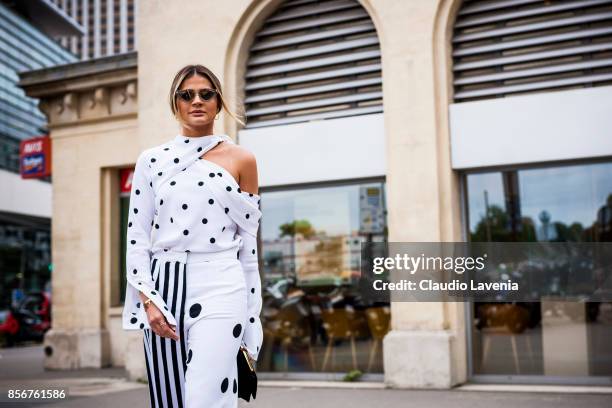 Thassia Naves is seen before the Giambattista Valli show during Paris Fashion Week Womenswear SS18 on October 2, 2017 in Paris, France.