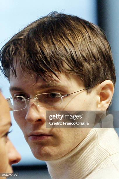 Former boyfriend of exchange student Amanda Knox, Raffaele Sollecito of Giovinazzo, Italy arrives for the Meredith Kercher murder trial at the...