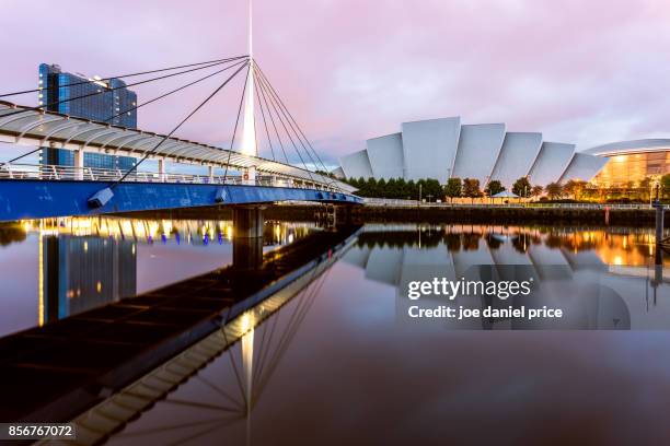 bell's bridge, sec armadillo, glasgow, scotland - glasgow sunrise stock pictures, royalty-free photos & images